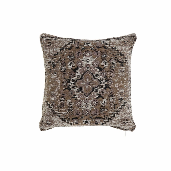Coussin DKD Home Decor Polyester Blanc Marron Noir Carré 45 x 12 x 45 cm