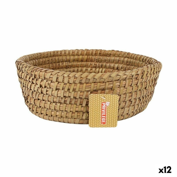 Privilege Korne Cestino Multiuso Marrone Rotondo in Vimini 27 x 27 x 9 cm (12 unità)