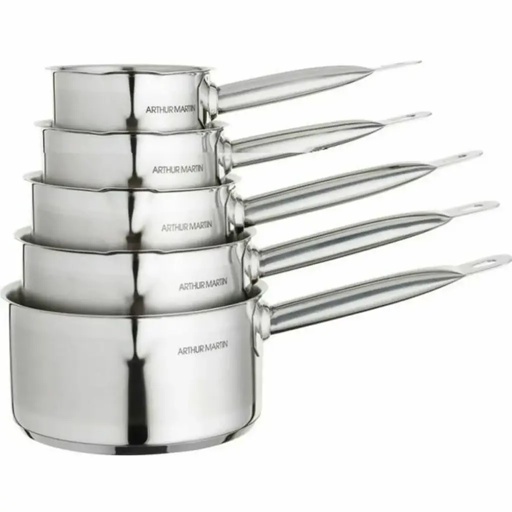 Arthur Martin Saucepan Set Silver Stainless Steel 5 Pieces