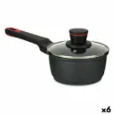 Casserole with lid 16 cm Black Aluminum (6 Units)