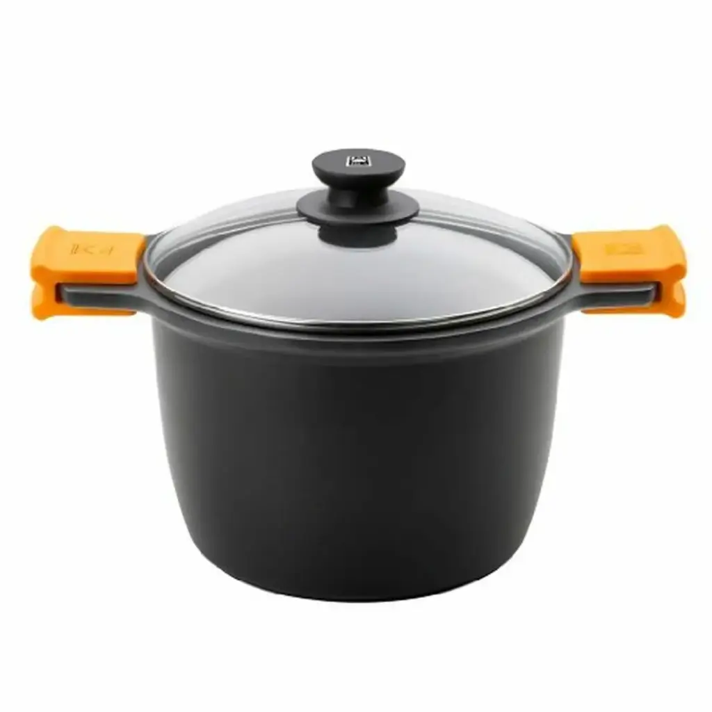 Pentola con coperchio in vetro BRA A273907 Nero Metallo Alluminio Alluminio forgiato Fusione di alluminio (1 Unità)