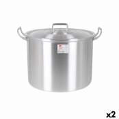 Stockpot with Aluminum Lid 44 x 38 x 30 cm (2 Units)