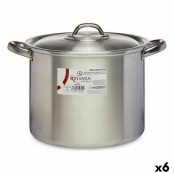 Pot with lid Ø 24 cm Silver Aluminum (6 Units)