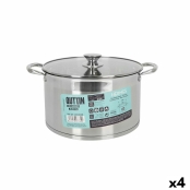 Casserole with glass lid Quttin Hermes Steel 10 L (4 Units)