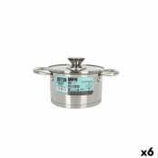 Casserole with glass lid Quttin Hermes Steel 1.8 L (6 Units)