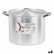 Pot with Silver Aluminum Lid 38 x 25 x 31 cm (4 Units)