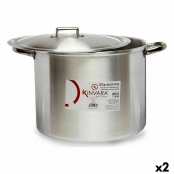 Stockpot with Silver Aluminum Lid 44 x 30 x 35 cm (2 Units)