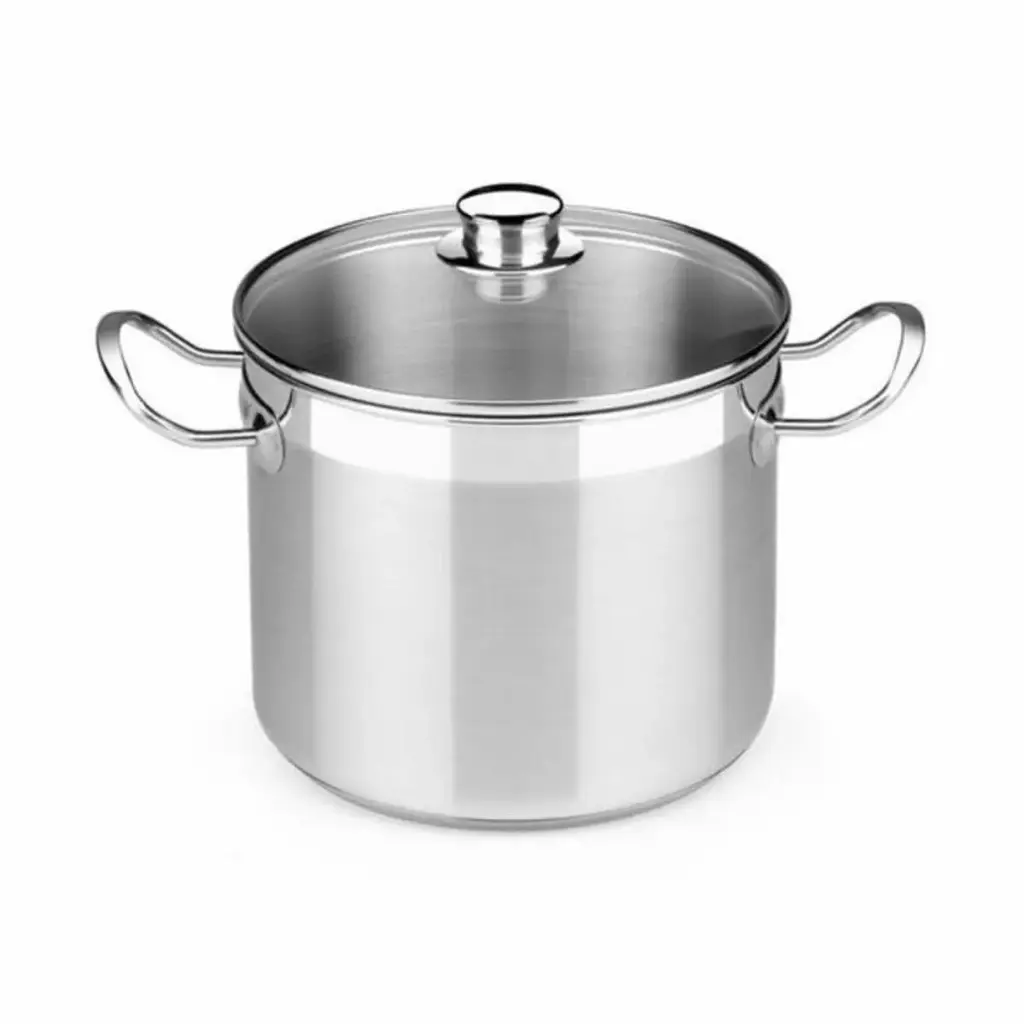 Saucepan with glass lid BRA A343936 10.5 L Steel Stainless steel Stainless steel 18/10