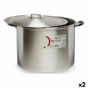 Stockpot with Silver Aluminum Lid 53 x 34 x 43 cm (2 Units)
