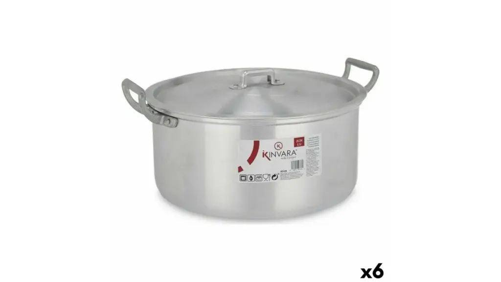 Casserole with Silver Lid Aluminum 6.5 L 35 x 16 x 28 cm (6 Units)