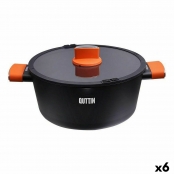 Kochtopf mit Glasdeckel Quttin Gastro Schwarz Orange 34,5 x 25,5 x 12 cm (6 Einheiten)