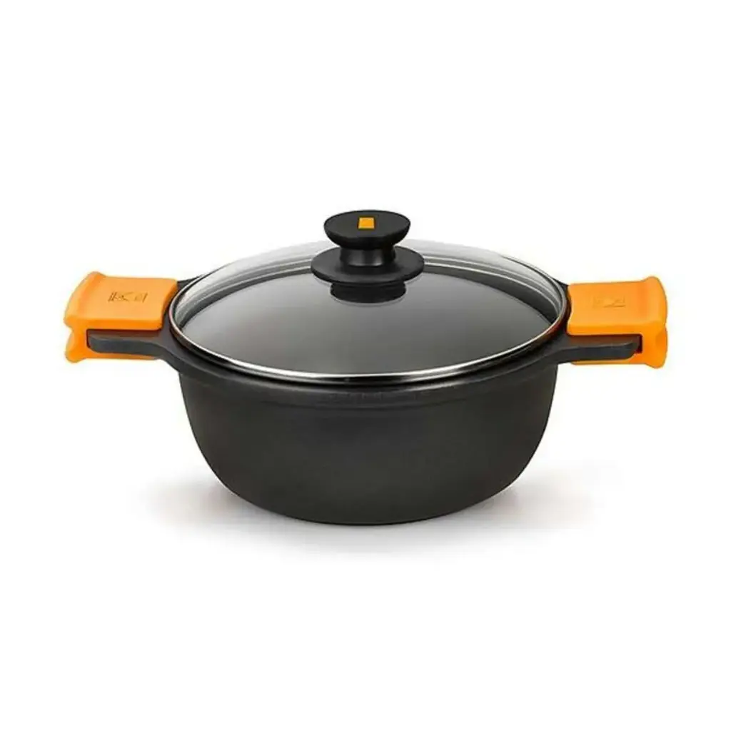 Cacerola con Tapa de Cristal BRA A270328 5,7 L Negro Metal Aluminio Aluminio fundido 28 cm