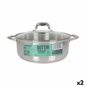 Kochtopf mit Glasdeckel Quttin Caesar Steel ø 30 x 11,5 cm (2 Einheiten)