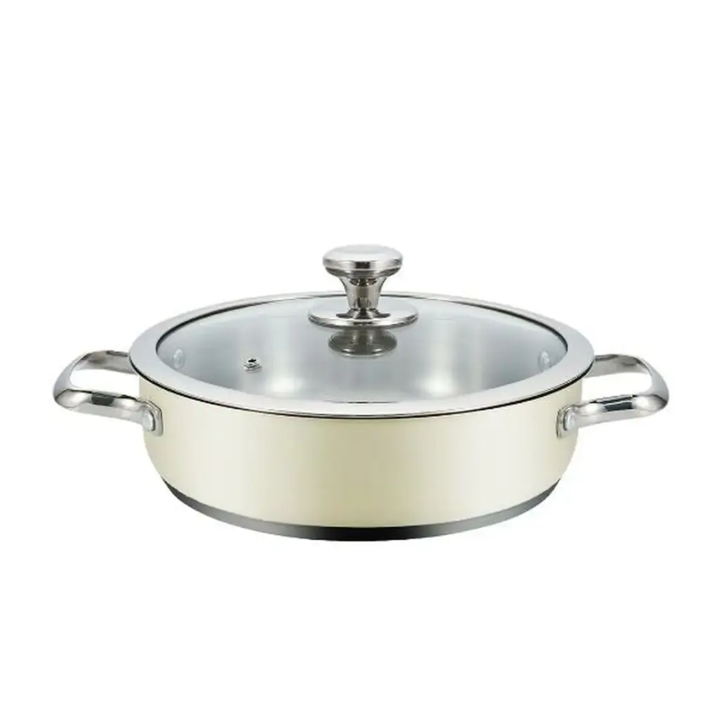 Saucepan with Lid Haeger PA-24L.009A Beige Ø 24 cm