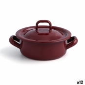 Saucepan with Lid Quid Clasico Esmalte Brown Ø 10 cm (12 Units)