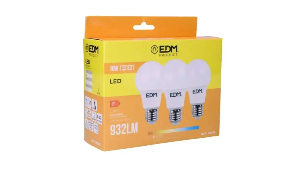 Pack of 3 LED bulbs EDM 98206 F 60 W 10 W 68 W E27 810 Lm 932 Lm 6 x 10.8 cm (3200 K)