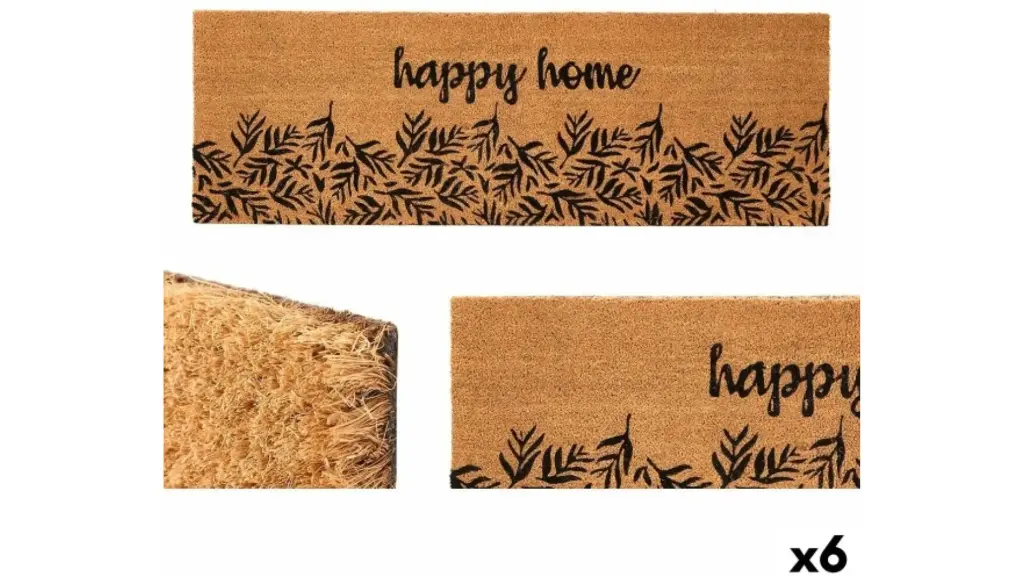 Zerbino GiftDecor Happy home PVC naturale Fibre di cocco 120 x 1 x 40 cm (6 unità)