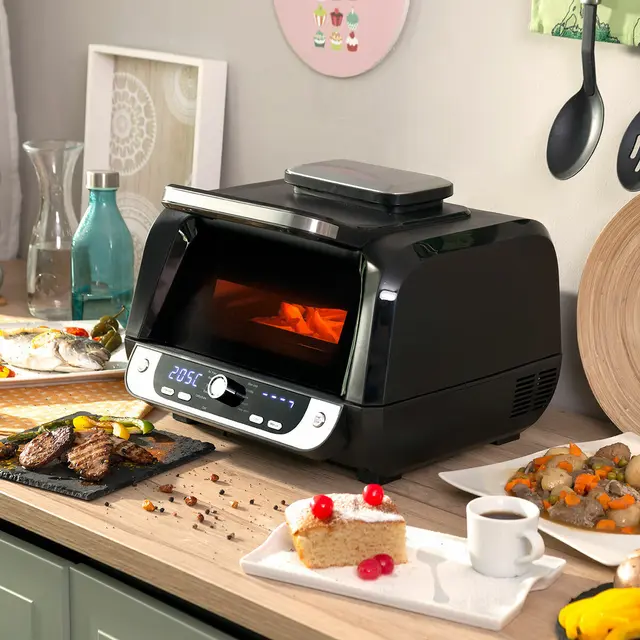 "Friteuse à Air avec Gril, Accessoires et Livre de Recettes InnovaGoods Fryinn 12-in-1 6000 Noir Acier 3400 W 6 L"