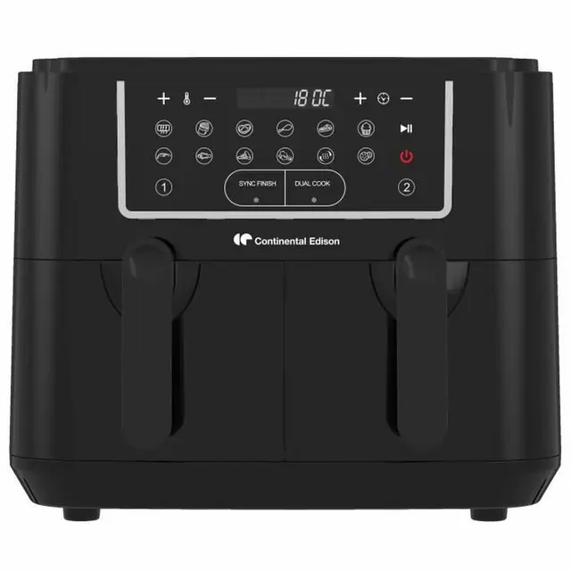 Friteuse à Air Continental Edison Noir 2400 W 9 L, 2 tiroirs