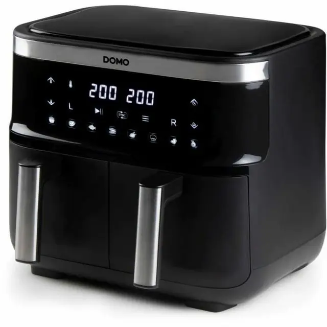 Friteuse à Air DOMO Noir 2850 W 8 L, Écran tactile LCD, 8 programmes, 2 tiroirs