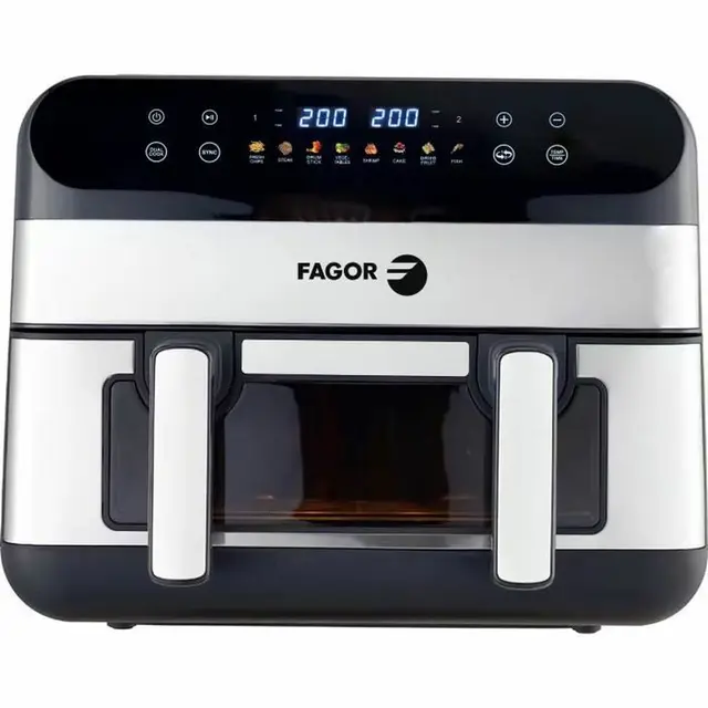 Friteuse à Air Fagor Fgf10 2400 W, 10 L, cuve 2en1 amovible, séparateur amovible, grille, Noir