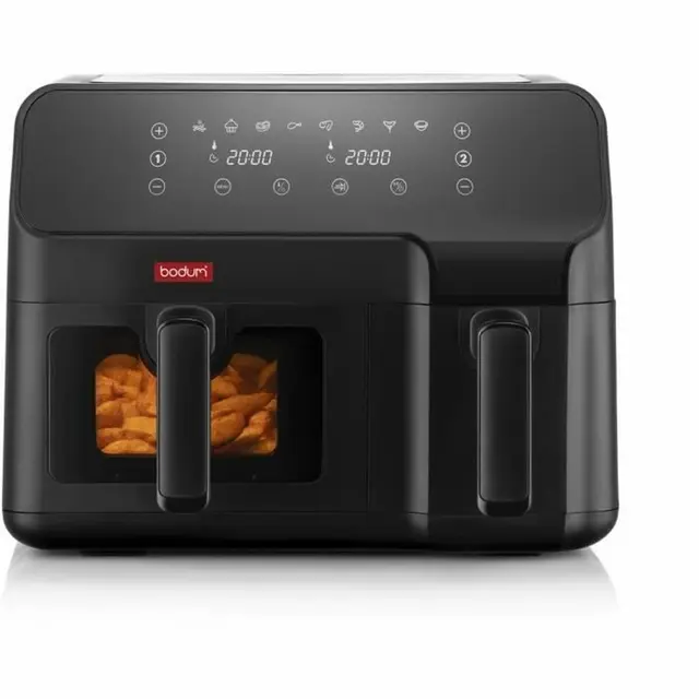 Friteuse à Air Bodum MELIOR Noir 2700 W capacité 5,1 L avec 2 compartiments, Fonctionnalité dual zone