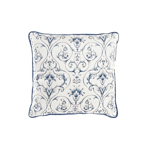 Cuscino DKD Home Decor Blu Bianco Quadrato Fiori Neoclassico 45 x 10 x 45 cm