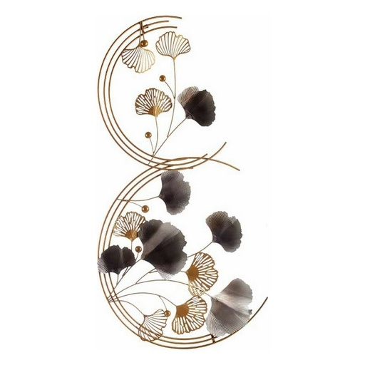Decorazione da parete con fiori sospesi in metallo blu rame oro (80 x 151 x 5,5 cm)