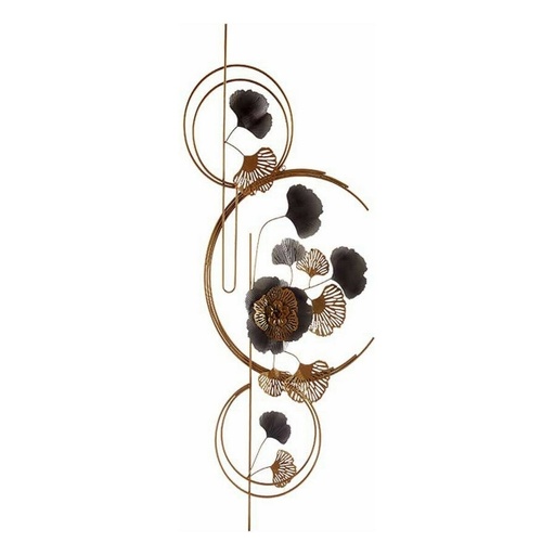 Decorazione da appendere alla parete con fiori in metallo dorato e rame (60 x 150 x 7,5 cm)
