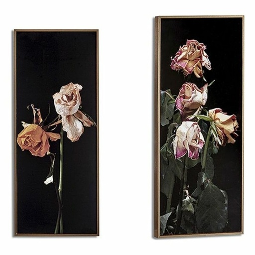 Cornice dorata fiori compensato nero (21,2 x 2 x 51,2 cm)