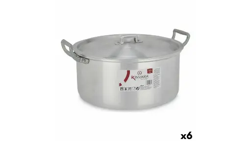 Kasserolle mit silbernem Deckel, Aluminium, 6,5 l, 35 x 16 x 28 cm (6 Einheiten)