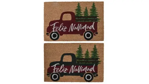 Paillasson DKD Home Decor Blanc Marron Rouge Vert PVC Fibres de coco 60 x 40 x 1,5 cm (2 Unités)