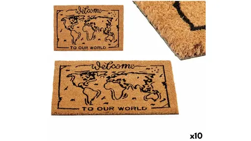 Paillasson GiftDecor World Imprimé PVC Fibres de coco 40 x 2 x 60 cm (10 Unités)