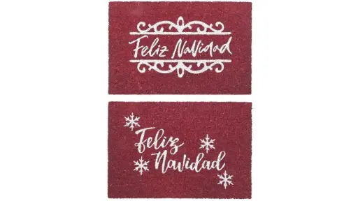 Paillasson DKD Home Decor Blanc Rouge PVC Fibres de coco 60 x 40 x 1,5 cm (2 Unités)