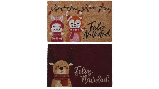 Paillasson DKD Home Decor Rouge Multicouleur PVC Fibres de coco 60 x 40 x 1,5 cm (2 Unités)